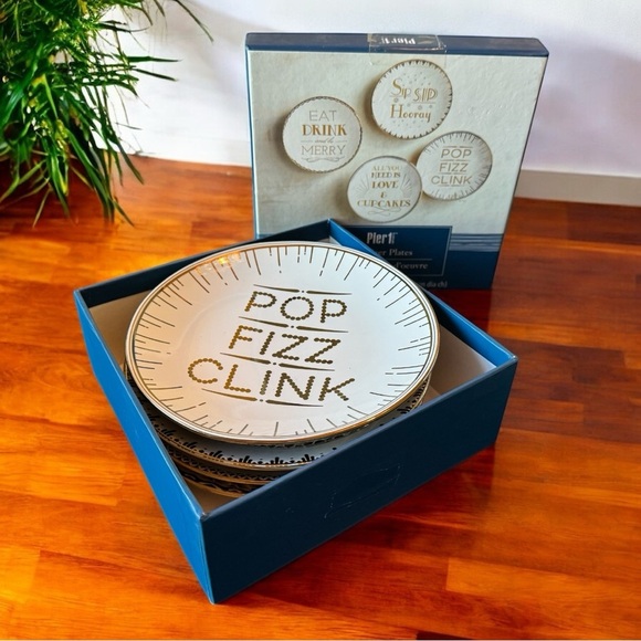 Pier 1 Appetizer Plates – Set of 4 Assorted Designs (6.3”) - Picture 3 of 7